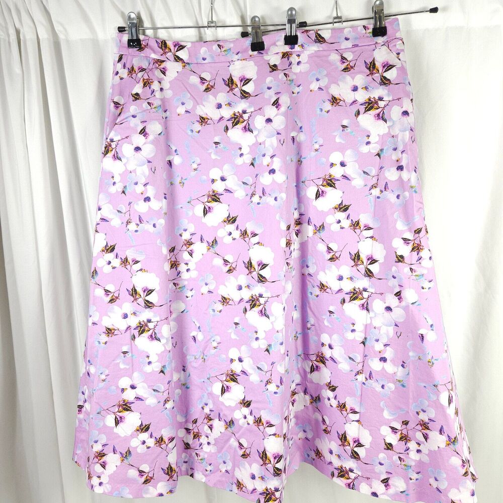 Talbots Womens Purple Floral Flower A-Line Maxi Skirt Size 18